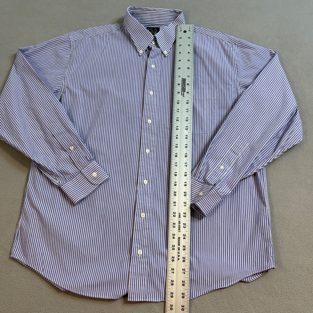 Jos A Bank Executive Collection 16.5 35 Blue White Striped Button Down Shirt - Picture 6 of 7